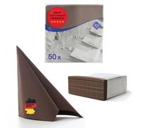 Aroba Airlaid Lot de 50 serviettes de table aspect tissu, 19 couleurs, 40 x 40 cm, pliables en 1/4, aspect tissu, pour anniversaire, hôtel, restauration, célébration, Noël, mariage, marron