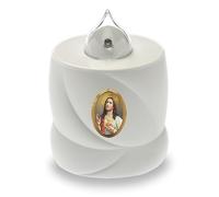AROBA Bougie funéraire LED - Effet vacillant comme une vraie bougie - Longue durée de combustion jusqu'à 200 jours - Bougie commémorative réutilisable - Blanc Jésus