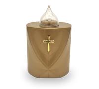 AROBA Bougie funéraire LED - Effet vacillant comme une vraie bougie - Longue durée de combustion jusqu'à 120 jours - Bougie commémorative réutilisable - Croix sacrée dorée
