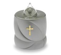 AROBA Bougie Funéraire LED - Effet Vacillant - Durée de Combustion Longue jusqu'à 200 Jours - Bougie de Cimetière Réutilisable - Croix Sacrée Argentée