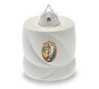 AROBA Bougie funéraire LED - Effet vacillant - Longue durée de combustion jusqu'à 200 jours - Bougie de cimetière réutilisable - Blanc Sainte Famille