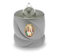 AROBA Bougie funéraire LED - Effet vacillant - Longue durée de combustion jusqu'à 200 jours - Réutilisable - Saint Marie argentée