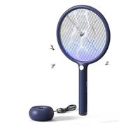 AROEVE Raquette Electrique Insectes 2-in-1 Anti Moustique 4000V Lumière LED | Base de Chargement USB, 1200mAh, Mode Attraction Auto, Protection 3 Couches, Intérieur Extérieur Bureau