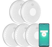 Aroha Smart Connect Détecteur Combiné avec Fumée & Monoxyde de Carbone Connecte - Batterie 10 Ans - Alarme Incendie & CO, Tuya, Smartlife - 5 pièces