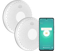 Aroha Smart Connect Détecteur Combiné avec Fumée & Monoxyde de Carbone Connecte - Batterie 10 Ans - Alarme Incendie & CO, Tuya, Smartlife - 2 pièces
