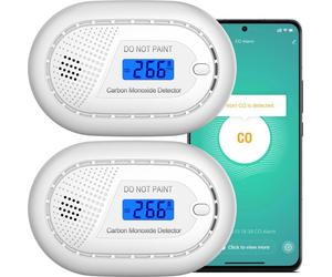 Aroha Smart Connect Détecteur de Monoxyde de Carbone Connecté - Batterie de 10 ans - Detecteur de CO WiFi avec Tuya & Smartlife App - 2 pièces