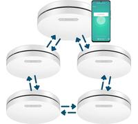 Aroha Smart Connect & Link Détecteur de Fumée Interconnecté WiFi - Batterie de 10 Ans - Alarme Incendie Connecté Avec Smart Life & Tuya - 5 pièces