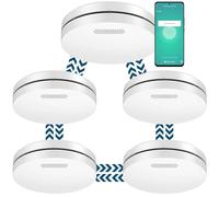 Aroha Smart Connect & Link Détecteur de Fumée Interconnecté WiFi - Batterie de 10 Ans - Alarme Incendie Connecté Avec Smart Life & Tuya - 5 pièces