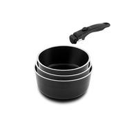 Cuisinox – Lot de 3 casseroles Arom – 16/18/20 cm revêtues, poignée amovible, inox