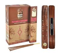Aromasenses. - Bâton d'encens Palo Santo et bois de santal naturel fait à la main Mystic Spirits - Boîte complète avec 12 boîtes de 8 bâtonnets chacune + 1 tablette Aromasenses (Palo Santo et sandalo)