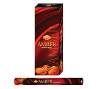 AROMASENSES Encens d’Ambre Hexagonal Sac | Coffret encens avec 6 Tubes de 20 Bâtonnets | Parfum Chaud et Sucré | Idéal pour Méditation, Bien-Être et Protection Énergétique | Attraction de Prospérité