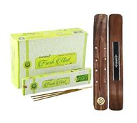 AROMASENSES | Encens Goloka Menthe Fraîche | Boîte Complète de 12 Étuis de 15 g/u. + 1 Porte-Encens | Naturel, Artisanal & Écologique | Fraîcheur, Énergie Positive & Aromathérapie