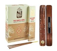 Aromasenses.- Encens Palo Santo et Copal Naturel Fait Main Mystic Spirits - Boîte Complète avec 12 Étuis de 8 Bâtonnets Chacun + 1 Porte-Encens Aromasenses (Palo Santo et Copal)