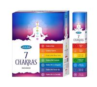 Aromasenses.- Encens Ullas 7 Chakras | Boîte complète de 12 Paquets x 7 modèles de 5 bâtons chacun | Total 420 Baguettes (7 Chakras)