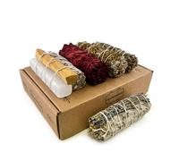 AROMASENSES Lot de 5 attachements sacrés | Sauge blanche avec bâton saint et sélénite, sauge avec rue et lavande, romarin et sang de dragon | Sahumériens pour rituels de nettoyage et de protection
