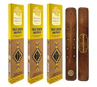 AROMASENSES | Pack 3 Encens Mystic Spirits Palo Santo Amazonien | 3 Boîtes de 8 Bâtonnets + 1 Porte-encens en Bois | Encens Artisanal | Ésotérique | Purification