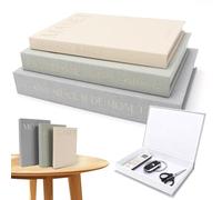 AROMUJOY Lot de 3 livres décoratifs pour la décoration de la maison - Livres décoratifs en lin - Faux livres décoratifs - Boîte à livres factice - Avec fermeture magnétique - Pour table basse