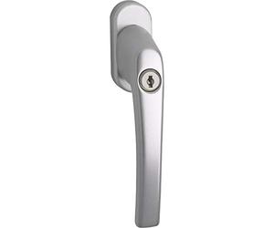 ARON Roto Rotoline Poignée de fenêtre verrouillable avec cylindre de verrouillage, VK 7 x 35 mm vissée cachée, aluminium anodisé argenté