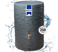 4rain réservoir ARONDO 250L graphite avec robinet PE imitation laiton et couvercle - solution idéale pour collecte d'eau durable
