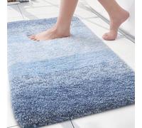 Arotive Tapis de Salle de Bain à Poils Longs en Microfibre Douce et absorbante, antidérapant, Lavage en Machine, pour Salle de Bain, Douche et Baignoire, 40,6 x 61 cm, Bleu Clair