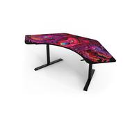 Arozzi Arena Angelo Bureau d'angle en L Crawling Chaos | 225x71 cm, pour 3 écrans, réglable en hauteur, tapis intégral