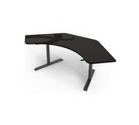 Arozzi Arena Angelo Bureau d'Angle en L Gris Métallisé | 225x71 cm, pour 3 écrans, réglable en hauteur, tapis intégral
