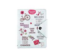 Arpan Agenda 5 ans - Agenda journalier non daté - Fermeture à bouton pression - Papier à lettre A5 - Couverture en similicuir avec slogan inspirant Bleu clair