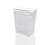 Arpan Grand Panier à Linge en Osier avec Doublure Blanche 32 x 45 x 59 cm