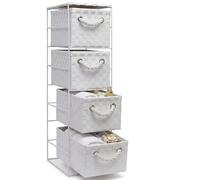 Arpan Meuble de rangement blanc à 4 tiroirs idéal pour la maison/bureau/chambre (meuble à 4 tiroirs - 18 x 25 x 65 cm)