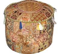 Arprani housse de pouf ottoman décoratif patchwork confortable ottoman ethnique coton coussin pouf motifs sol brodé housse de pouf