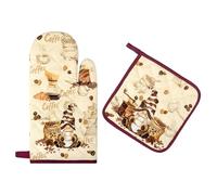 Arquiel Gants De Four & Maniques Café GNOME Lot De 2, 100% Coton Maniques Cuisine Gant Four Anti Chaleur Extra-Longue pour Barbecue, Cuisine, Griller,Micro-Ondes