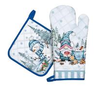 Arquiel Gants De Four & Maniques Lot De 2 Noël, 100% Coton Maniques Cuisine Gant Four Anti Chaleur Extra-Longue pour Barbecue, Cuisine, Griller,Micro-Ondes(Gobelin d'hiver)