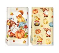Arquiel Torchons de Cuisine Automne GNOME Vaisselle Lot de 2 | Main Absorbante Torchon Rétro Citrouille Feuille D'érable Saisonnier Cadeaux pour Crémaillère Et Décoratif 42 Cm X 70 Cm