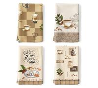 Arquiel Torchons De Cuisine Coton Vaisselle Lot de 4, Serviettes de Cuisine Torchon Vaisselle 100% Coton avec Accroche Très Absorbant Serviettes de Bar 48 x 70CM Café