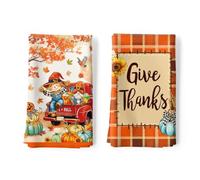Arquiel Torchons De Cuisine Feuille D'érable Épouvantail,100%Coton,Lot de 2 | Main Absorbante Torchon D'automne Rétro Orange Camion Vaisselle Saisonnier Cadeaux pour Crémaillère Et Décoratif 48 X 70 Cm