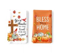 Arquiel Torchons de Cuisine Lot de 2, Citrouille Croisée d'automne Essuie Main Absorbante 100% Coton Torchon Vaisselle Saisonnier Cadeaux pour Crémaillère Décoratif 48 cm x 70 cm
