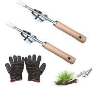 Arrachoirs manuels, lot de 2 - Acier inoxydable - Outils de jardinage avec gants de protection - Parfaits pour le désherbage
