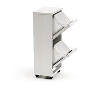 Arredamenti Italia 872 Madera 2 Poubelle Tri Sélectif Hêtre Massif Blanc Laqué 36 x 84 x 26 cm