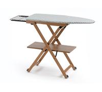 Table à repasser ARIT STIROCOMODO, réglable en hauteur, structure en hêtre massif, roulettes à la base, support pour fer à repasser coulissant - couleur cerisier