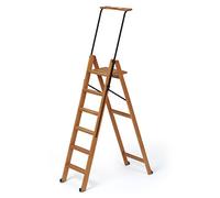 ARREDAMENTI ITALIA Échelle 6 marches TUSCANIA, Bois - Pliable - avec système de sécurité - Coleur: Bois Merisier AR-It il Cuore Del Legno
