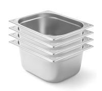Arredo Chef - Lot de 4 Bacs Gastronorme GN 1/2 en Inox 201 - Bacs Gastro Professionnels pour Restauration, Cuisine Collective, Traiteur et Hôtel (100 mm 6,5 L)