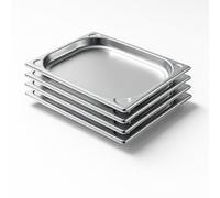 Arredo Chef - Lot de 4 Bacs Gastronorme GN 1/2 en Inox 201 - Bacs Gastro Professionnels pour Restauration, Cuisine Collective, Traiteur et Hôtel (20 mm 1,3 L)
