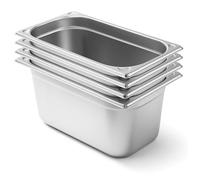 Arredo Chef - Lot de 4 Bacs Gastronorme GN 1/3 en Inox 201 - Bacs Gastro Professionnels pour Restauration, Cuisine Collective, Traiteur et Hôtel (150 mm 5,7 L)
