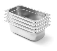 Arredo Chef - Lot de 4 Bacs Gastronorme GN 1/3 en Inox 201 - Bacs Gastro Professionnels pour Restauration, Cuisine Collective, Traiteur et Hôtel (100 mm 4 L)