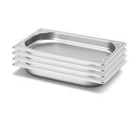 Arredo Chef - Lot de 4 Bacs Gastronorme GN 1/4 en Inox 201 - Bacs Gastro Professionnels pour Restauration, Cuisine Collective, Traiteur et Hôtel (40 mm 1.7 L)