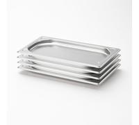 Arredo Chef - Lot de 4 Bacs Gastronorme GN 1/4 en Inox 201 - Bacs Gastro Professionnels pour Restauration, Cuisine Collective, Traiteur et Hôtel (20 mm 0.9 L)