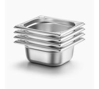 Arredo Chef - Lot de 4 bacs Gastronormes GN 1/6 en Inox 201 - Bacs Gastro Professionnels pour Restauration, Cuisine Collective, Traiteurs et Hôtels (65 mm 1 L)