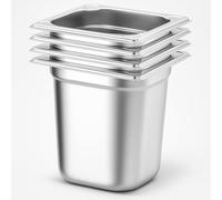 Arredo Chef - Lot de 4 couvercles Gastronormes GN 1/6 en Inox 201 - Bacs Gastro Professionnels pour Restauration, Cuisine Collective, Traiteurs et Hôtels (200 mm 3,4 L)