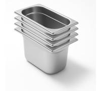 Arredo Chef Lot de 4 couvercles Gastronormes GN 1/9 en Inox 201 - Bacs Gastro Professionnels pour Restauration, Cuisine Collective, Traiteurs et Hôtels (100 mm 0.8 L)