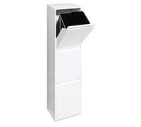 Arregui Basic CR301-B Poubelle de recyclage en acier, poubelle de tri sélectif, 3 seaux, 3 x 17L (51L), blanc